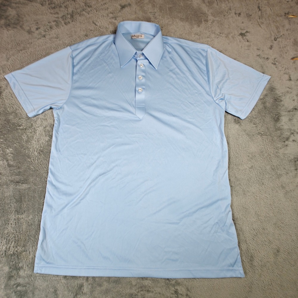 Collars & Co Dress Collar Polo Mens Medium Light Blue Short Sleeve Polyester